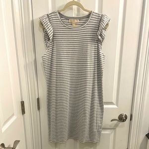 Michael Kors Stripe Dress Gray and White Size L NWT